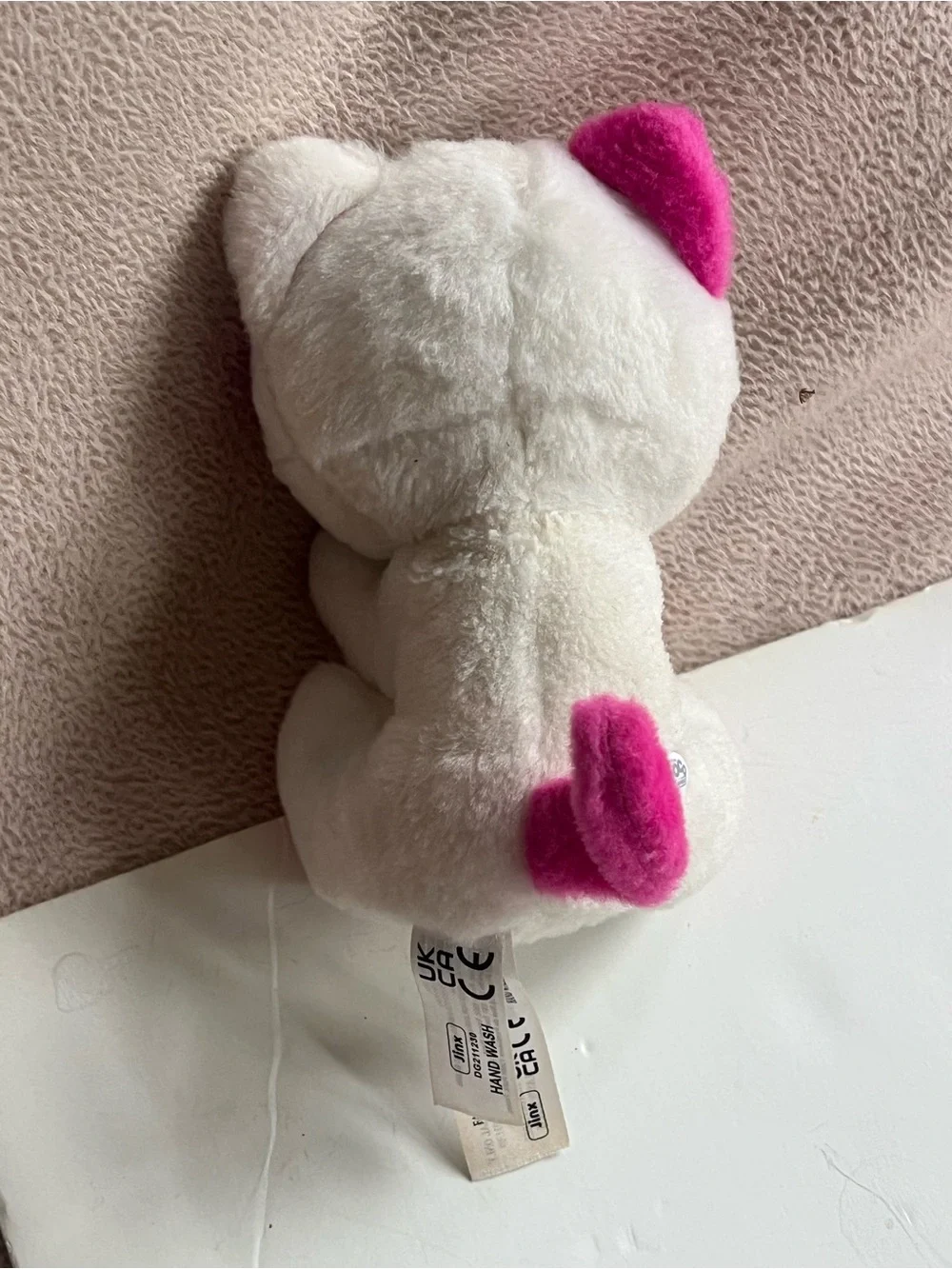 Ty White Plush Kitty with Pink Sequin Accents